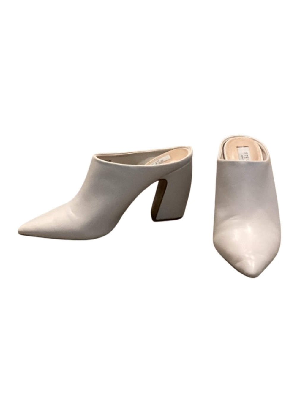 Steven New York Leanne Leather Heeled Slip On Mules 9 Cream